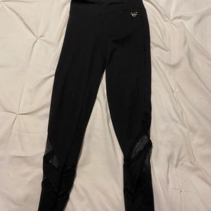 Justice all black leggings with mesh at the bottom